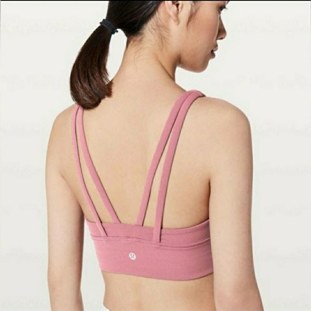 🌸Lululemon Strappy LongLine V-Neck Plunge Bra •Moss Rose🌸NWOT - Picture 4 of 11